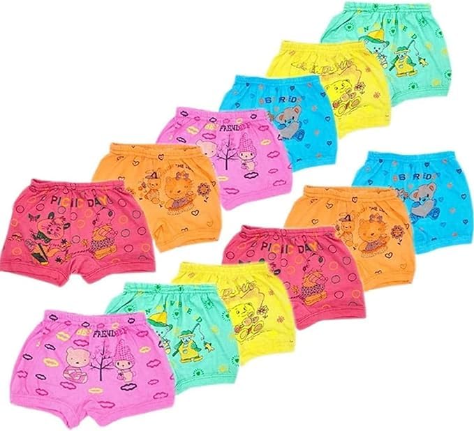 GenericKids/Baby Girls Cotton Panties Multicolored Blommers Assorted Coloured Frozen Printed Hipster Undergarment Shorty Innerwear (Pack of 6)