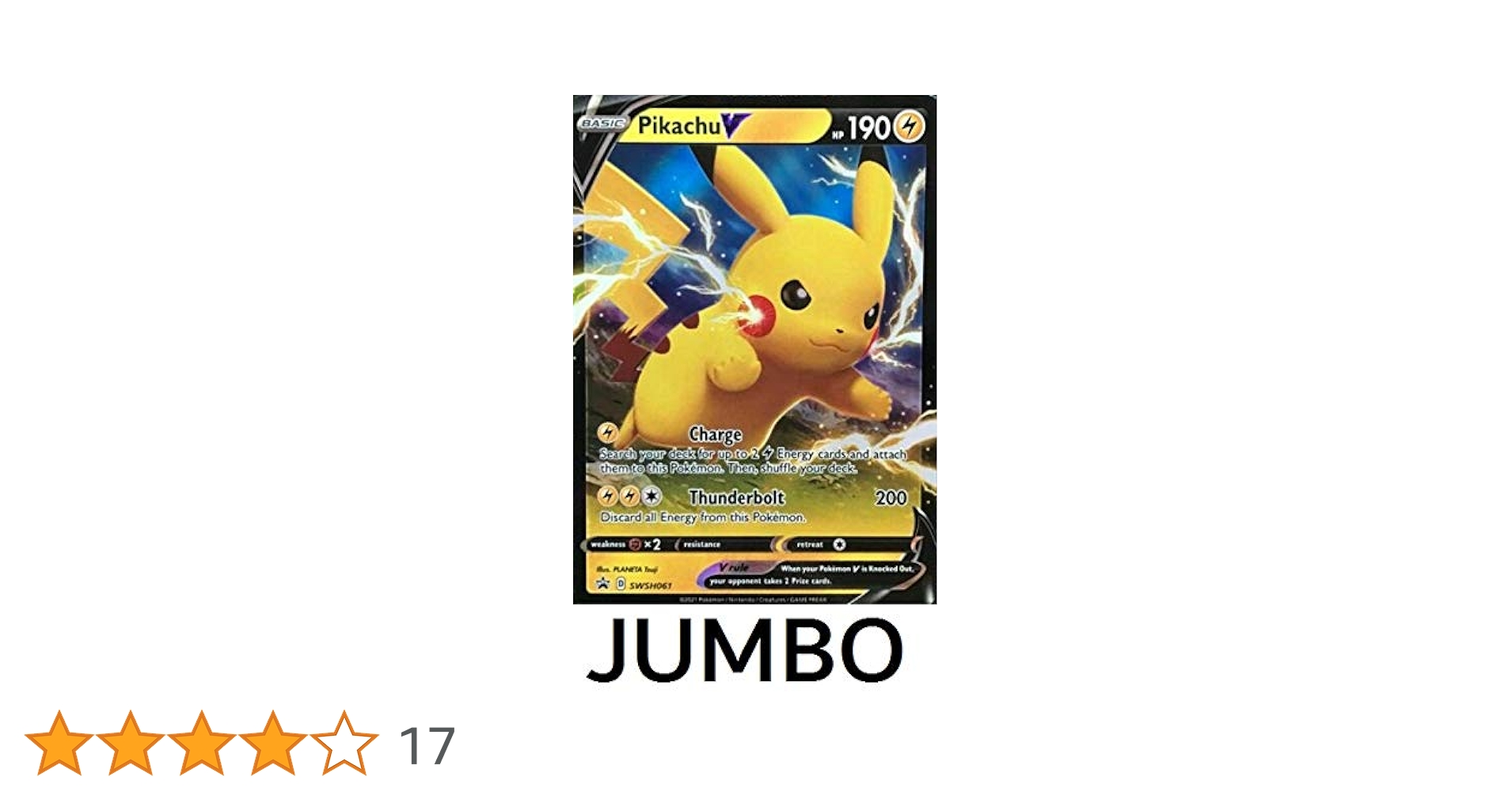 ピカチ★ Pokémon TCG Pikachu V SWSH061 Jumbo Shining Fate Black Star