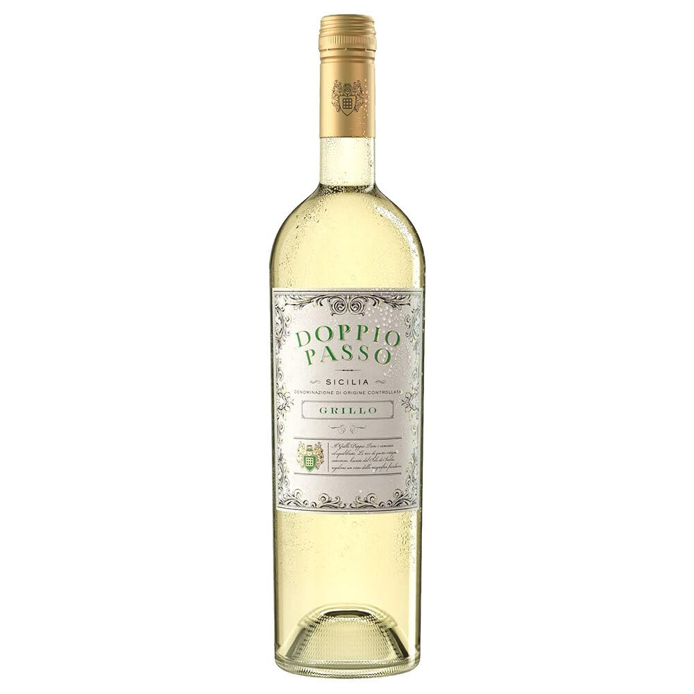 Doppio Passo Grillo Sicilia DOC, halbtrocken, sortenreines Weinpaket + VINOX Winecards (6x0,75l)