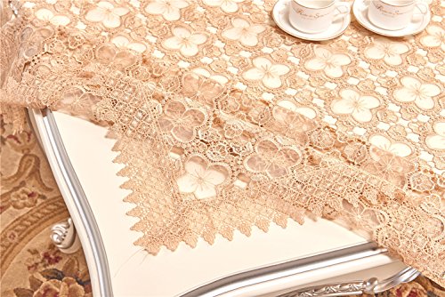 Adasmile A & S Vintage Lace Tablecloth Elegant Embroidered Floral Table Cover For Party,Wedding Light Brown 52"X70" #TOP3