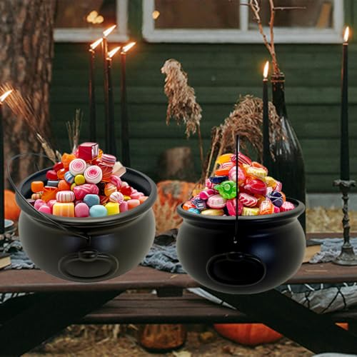 Chaudron sorcière Halloween de 30,5 cm pour bonbons et décoration