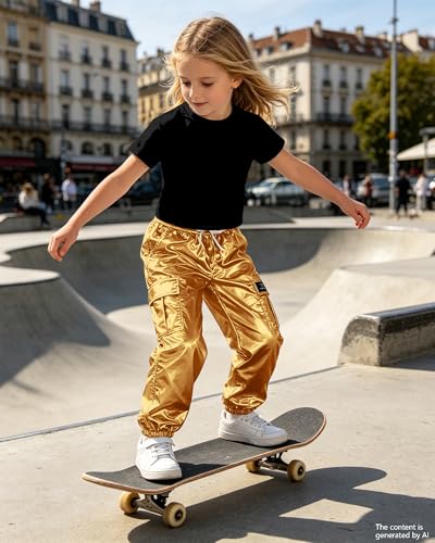 Image of SANGTREE Girls' 2 Piece Outfits T-Shirt and Drawstring Cargo Jogger Pants Clothing Set, 4-14 Years