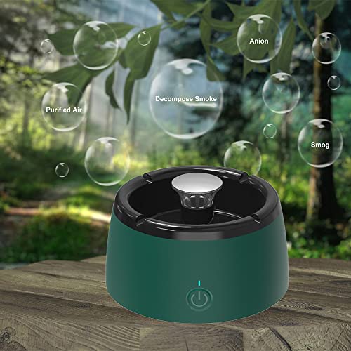 Ileefy 2 In 1 Air Purifier Multifunctional Smokeless Ashtray Usb Rechargeable Ash Tray Electronic Ashtray With Filter, Best For Home Office Or Car (Green-Black) #TOP6