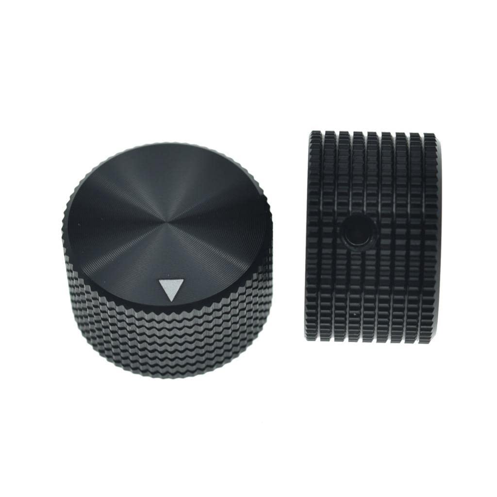 Dopro Manopole per potenziometro, in alluminio, 25 x 15,5 mm, universali da 1/4", con indicatore e vite per chitarra, basso, pedale effetto colore: nero