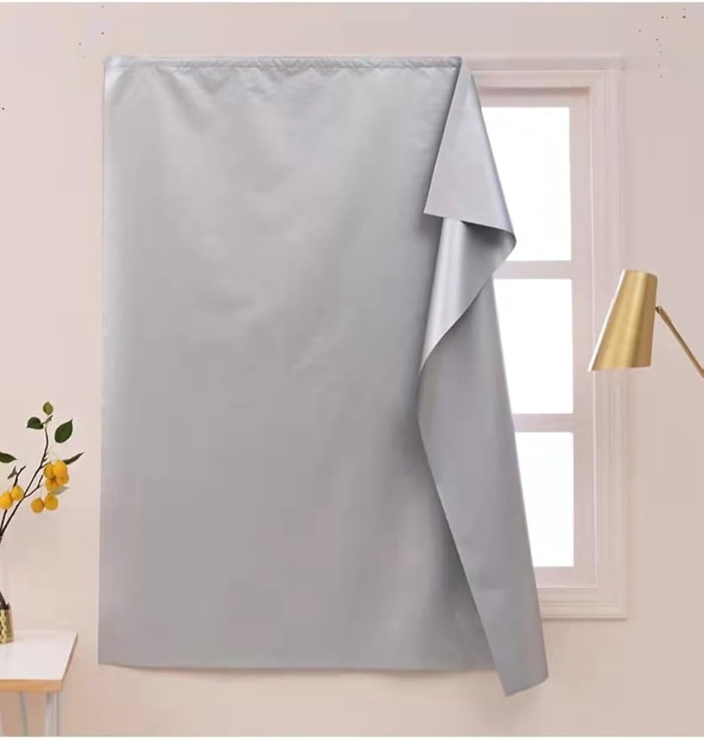 Lonimia 1Pcs Blackout Curtains,100 X 200cm Silver Portable Curtains for Windows,Thermal Lnsulated Blackout Curtains, Magic Tape Curtains