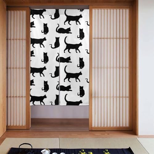 猫柄 可愛い ねこ (2) のれん 間仕切り 遮光 暖簾 ロング 目隠し カーテン 玄関 キッチン リビング 出入り口 飲食店 幅86cm*丈143cm かわいい おしゃれ 年中使用 シンプル プレゼント df20