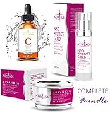 New Age Skin Care Beauty Box (Set of 3) Gift Set Vitamin C And Hyaluronic Kit Eye Serum Neo Hydrate Gold Face and Neck Serum Advanced Anti-Wrinkle Cream Anti Aging Retinol Moisturizer