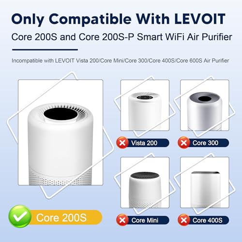 Image of Core 200S Replacement Filter compatible with LEVOIT Core 200S and Core 200S-P Smart WiFi Air Purifier, 3-in-1 High-Efficiency Filter, Core 200S-RF, White, 4 Pack, For Home Office Livingroom Bedroom