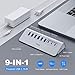 Powered USB Hub 10Gbps, intpw 9-Port USB 3.2 Hub, USB C Hub with USB A/USB C 3.2, 4 USB 3.0, 2 PD 45W Charging Ports, 65W Power Adapter and 3.3FT Cable, Aluminum USB Hub for Laptop, iPhone 17/16/15，PC