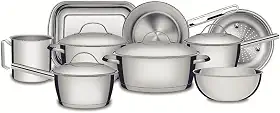 Jogo De Panelas Allegra Aço Inox Com Fundo Triplo 9 Peças Tramontina