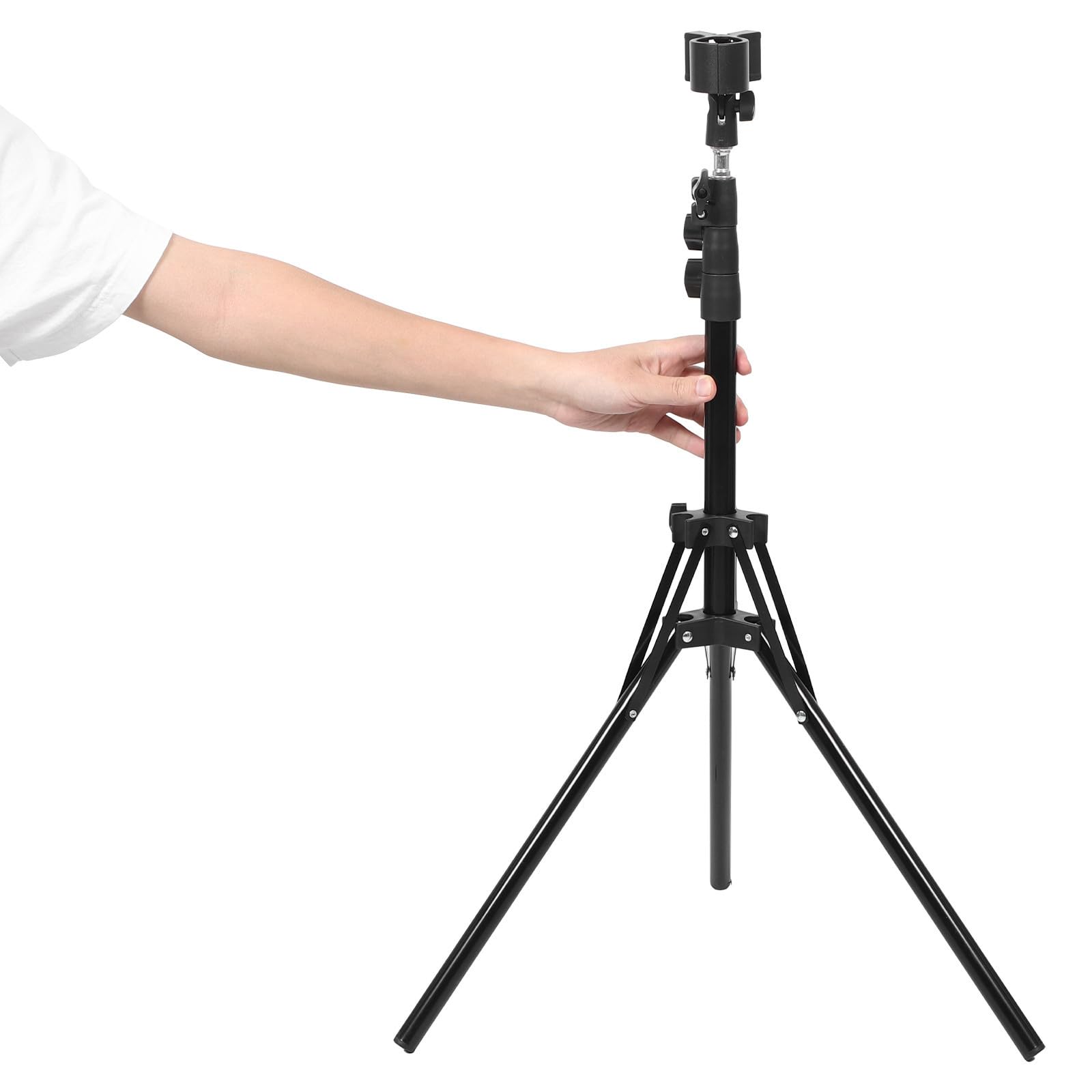 Soporte Ancha Ajustable de Altura Pelo para Secador 360° Giratorio con Clip de Sujeción Base y Almohadilla Antideslizante para Uso en Salón y Hogar