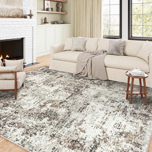 2x3 Washable Area Rug Beige Grey Abstract Entryway Kitchen Throw Rug Neutral Modern Non Slip Soft Low Pile Small Carpet for Bathroom Living Room Bedroom 2' x 3' (Rectangular) Beige/Grey