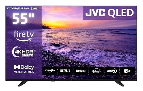 JVC Fernseher 55 Zoll Fire TV 4K QLED Smart TV mit Dolby Vision HDR, Dolby Atmos, Alexa Sprachsteuerung und Triple Tuner...