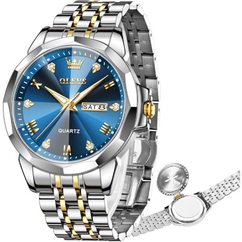 Image of OLEVS Watch for Men Diamond Casual Analog Roman Quartz Stainless Steel Waterproof Luminous Date Calendar Luxury Gifts Wrist Watch