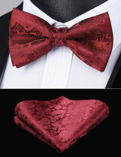 Image of HISDERN Bow Tie and Suspenders for Men Elastic X-Back Suspender and Bowtie Set Adjustable Braces for Wedding Tuxedo
