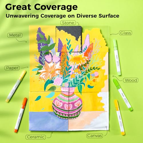 Image of Ohuhu Acrylic Paint Markers Refillable 36 Colors Acrylic Markers High Opacity Paint Markers Waterproof Lightfast for Rock Painting Easter Eggs 3D Prints Wood Glass Ceramic Canvas - Hanauma