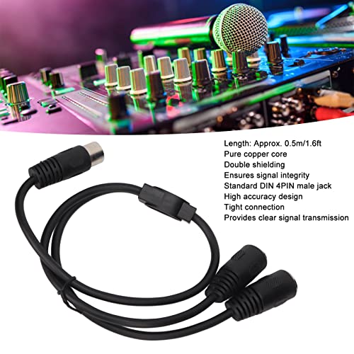 RTLR DIN Cabo adaptador 4 pinos para 2DIN 4 pinos, bainha de PVC de 0,5 m, cabo divisor mini DIN Y d