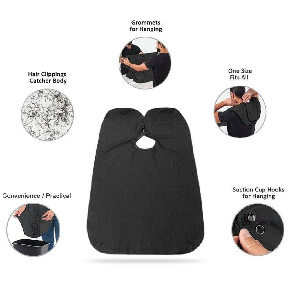 SAVE Beard Apron for Catching Beard Clippings while Trimming or Shaving | Waterproof | Beardo Grooming Bib (Black) - Image 7 thumbnail