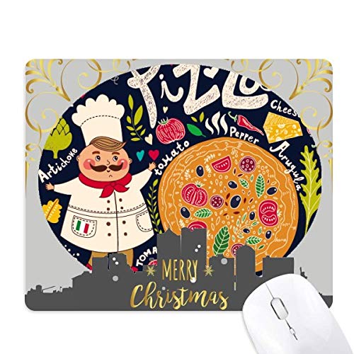 Tapis de souris en caoutchouc durable pizza italie tomato foods de noël