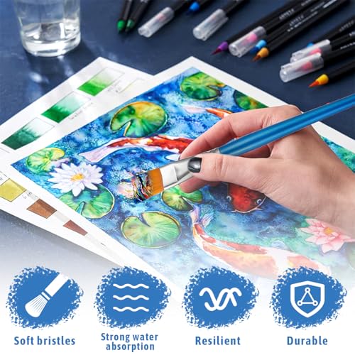 32 Pcs 3/4 Inch Flat Paint Brushes for Acrylic Painting Watercolor Large Acrylic Paint Brush Artist Painting Brush with Wooden Handles for Acrylic, Watercolor, Oil, Crafts, Face Body Art by EupHHonycs - Used condition - Image 4