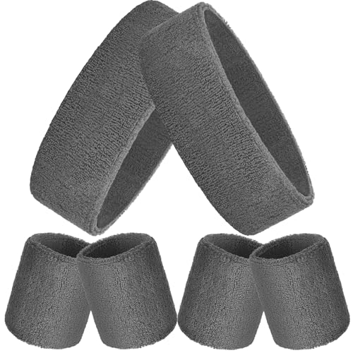 Image of Bememo 6 Pcs Neon Sports Sweatbands Set Sports Competitions Sweatbands 2 Headband 4 Wristbands Breathable Terry Cloth Athletic Bands for Team Soccer Spirit 80s Costumes Cosplay