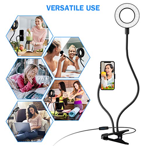 DAVID ROCCO Selfie-Ringlicht mit flexiblem Schwanenhals-Handy-Clip, 3 Lichtmodi und 10 Helligkeits-LED-Ringlicht… – Bild 8