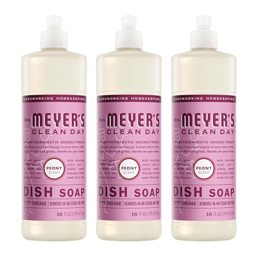 Image of MRS. MEYER'S CLEAN DAY Liquid Dish Soap, Peony Scent, 16 Fl Oz Bottle - 3 Pack