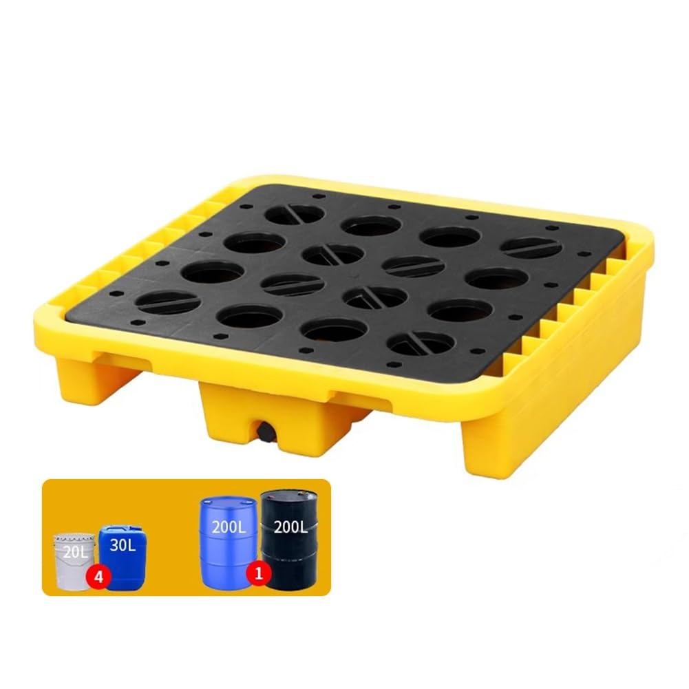GYEQXKT Modular Oil Spill Containment Tray, Anti-Leakage Pallet for Drum Spill Prevention, 17 (72x72x16cm) - Durable Spill Control Solution