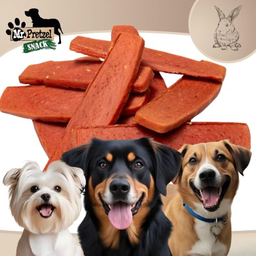 Mr. Pretzel – Premium-Kaninchenstreifen für Hunde – 500g – 90 % Fleischanteil – Gesunder Kausnack – Hypoallergen – Ohne Zusatzstoffe – Ideal für Training & Belohnung