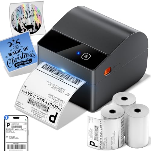 ASprink Bluetooth Shipping Label Printer with 3 Roll Labels, 4x6 Thermal Label Printer for Small Business, Thermal Printers Come with 750PCS 4x6‬ White Labels (250 Labels/Roll) by ASprink - Used condition - US$72.77