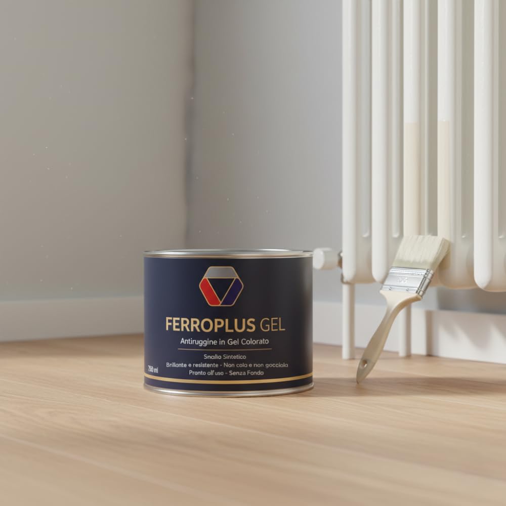 FORTUNATO Kit 3 Pezzi FerroPlus Gel, 3 x 0,75 l, Smalto Sintetico Gel, Antiruggine, Biancoperla RAL 1013, Finitura Lucida, Per Ferro e Metallo