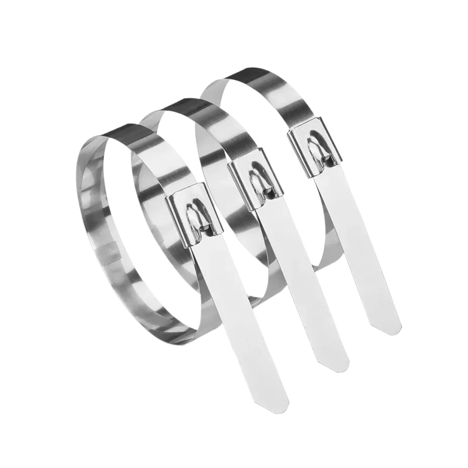 LYVQZPWLRcâble en acier inoxydable, Lot de 100 colliers de serrage métalliques en acier inoxydable 304, largeur 4,6 mm, 100 à 1000 mm, avec revêtement for échappement, multi-usages(4.6x100mm)