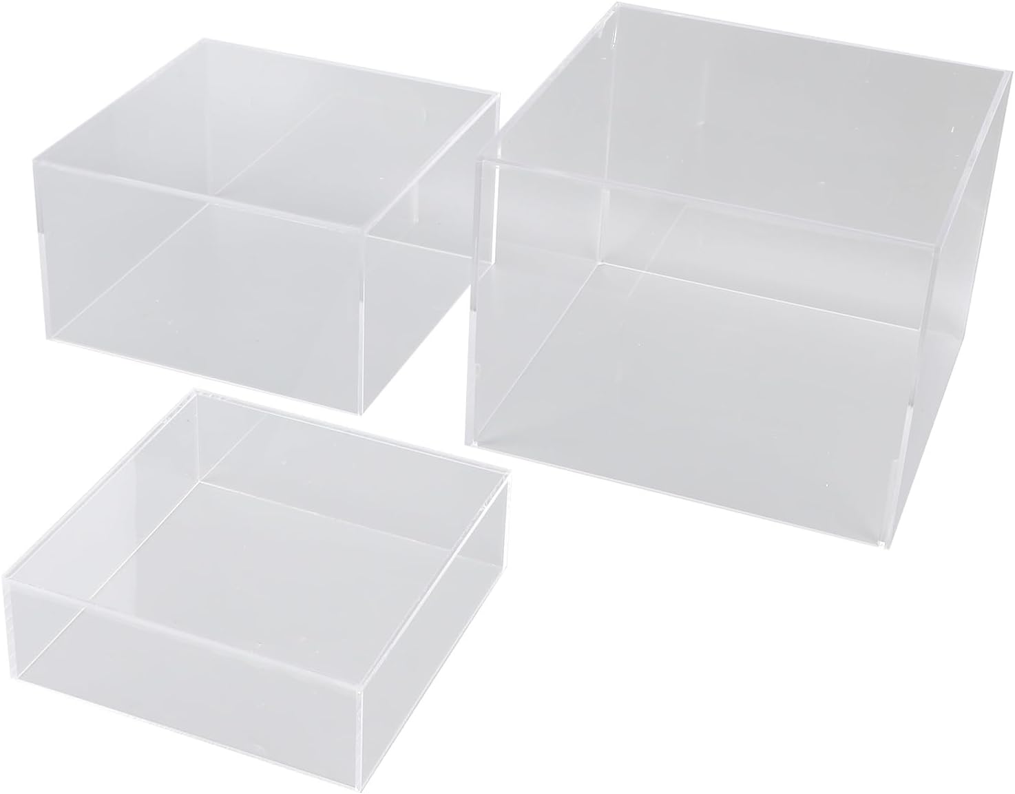Acrylic Risers Display Stands Chic Nesting for Buffet Tables Food - Durable, Easy to Wash - for Supermarkets, Restaurants, Exhibitions, 3Pcs (Transparent)