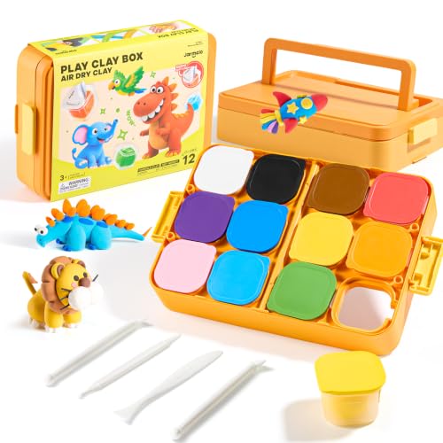 Image of Jar Melo Air Dry Clay for Kids 12 Colors Modeling Clay Kit with Storage Box