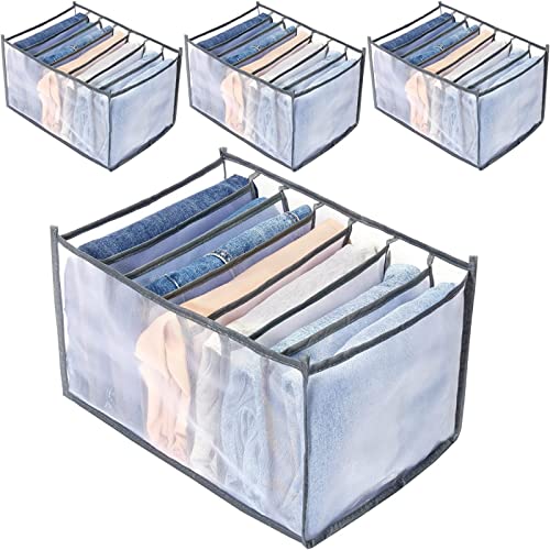 KKNE Organizador Ropa Interior, Organizadores de Cajones, 4 Cajas Plegable Organizador de Almacenamiento para Sujetadores, Ropa Interior,Calcetines, Corbatas, Bufandas y Pañuelos-Gris Cover