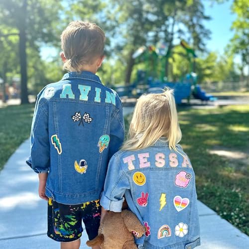 Personalized Kids Denim Jacket with Name, Custom Long Sleeve Jacket 1-8 Year Old, Birthday Gift for Toddler Girl Boy2