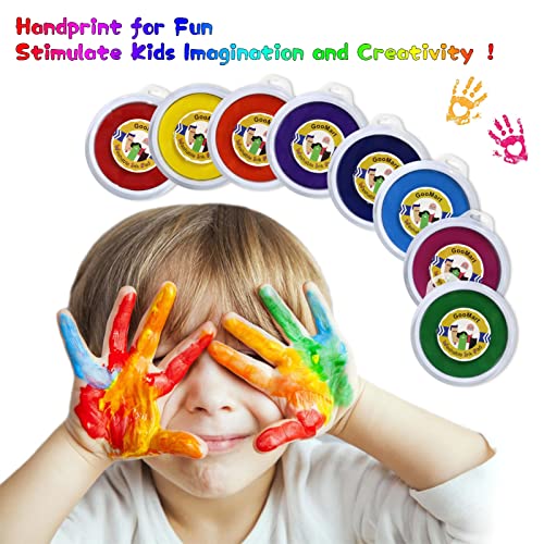 Washable 7" Large Ink Pads For Kids,Goomart 8 Colors Round Craft Rubber Stamp Pads For Kids, Diy Fingerprint Ink Pad Stamps Partner (8 Pack) #TOP5