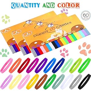 Frienda 60 Pieces Puppy Whelping Collars Newborn Pet Collars Double-Sided Adjustable ID Bands Puppy ID Bands Collars for Newborn Pet Dog Cat (S, M, L)