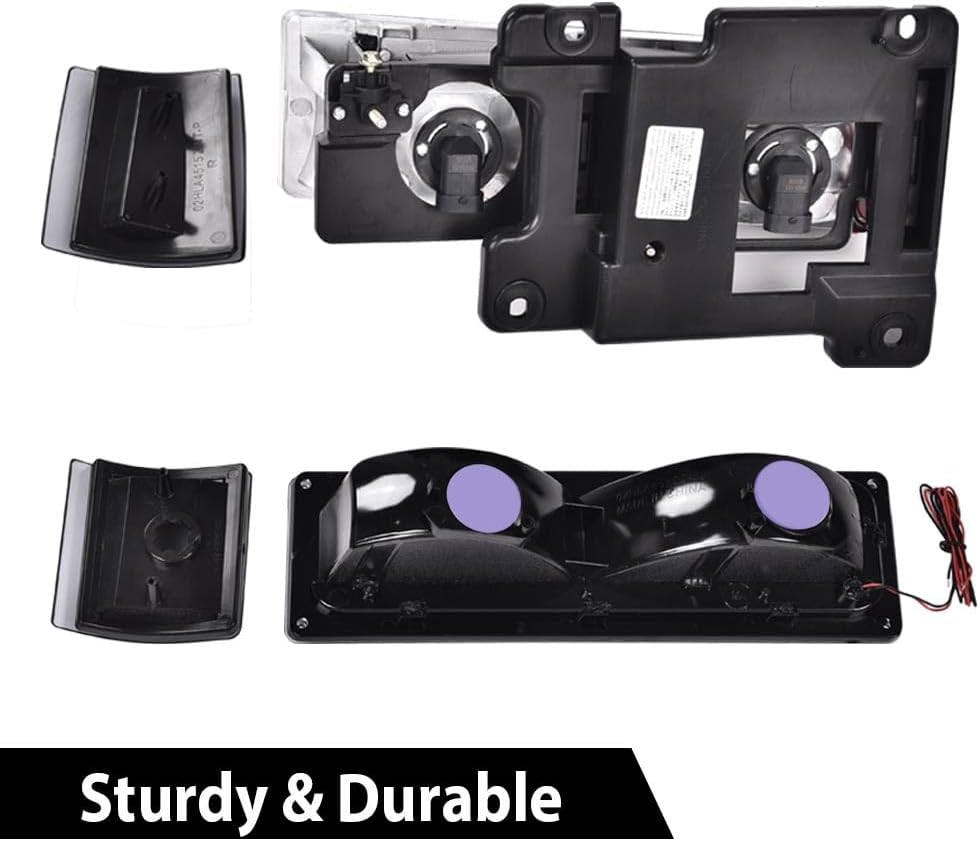 CROSSDESIGN LED Headlight Assembly Compatible with Chevy GMC & Chevy Suburban C/K 1994-1999/ Fit Chevy Tahoe & GMC Yukon 1995-1999 Pair Front Left & Right Clear Lens Black Housing Clear Reflector