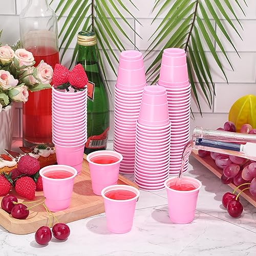 image for Roshtia 100 Pack 2 oz Plastic Shot Cups, Mini Disposable Shot Glasses 