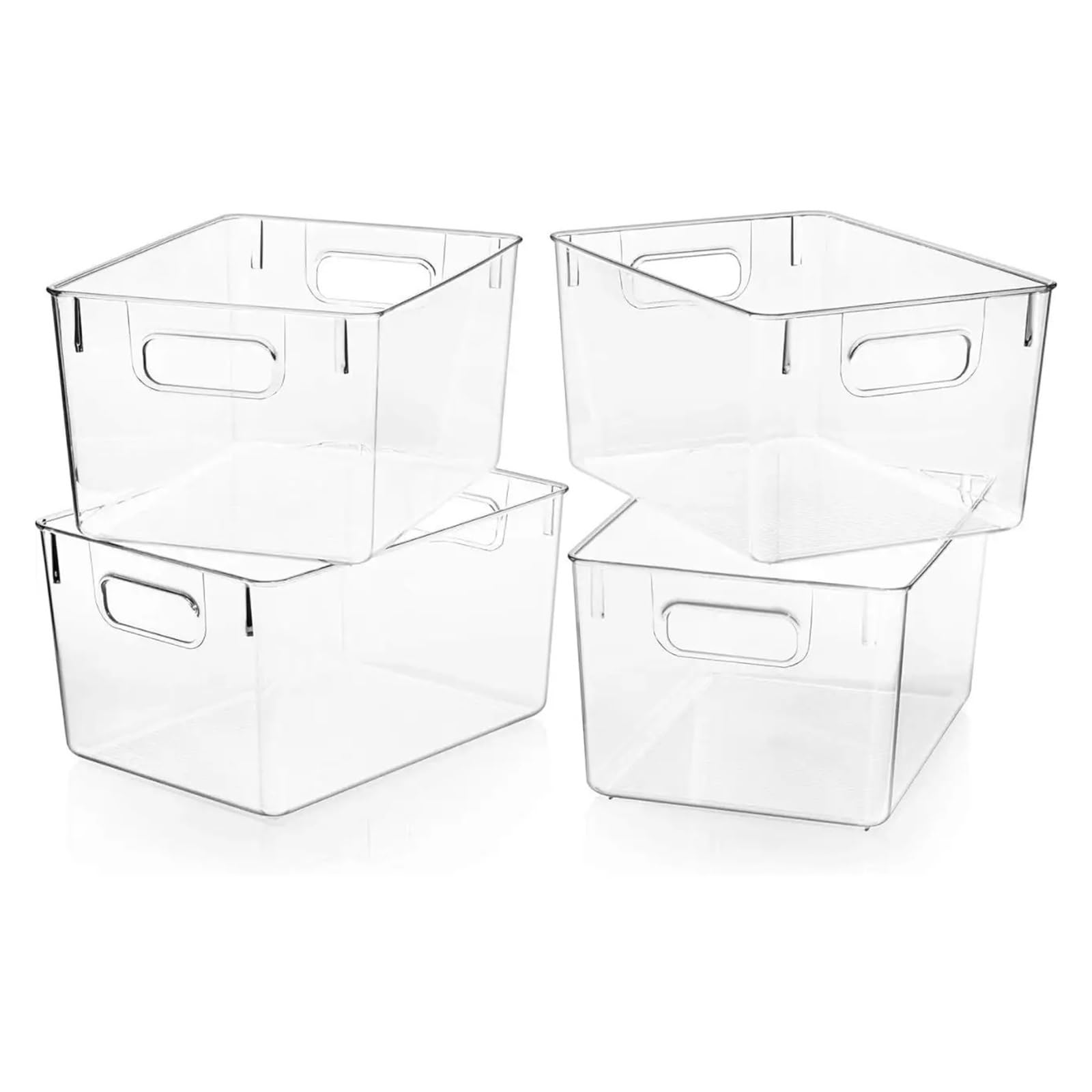 MJINA 4 Pack Clear Plastic Storage Bins, Pantry Organizers and Storage Containers Fridge Organizer Bins Kitchen Cabinet Organizer