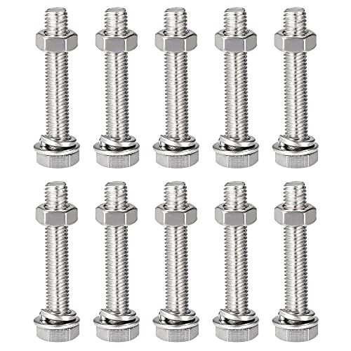 Juego de tornillos métricos M8 x 45 mm con pernos hexagonales de rosca completa y tuercas