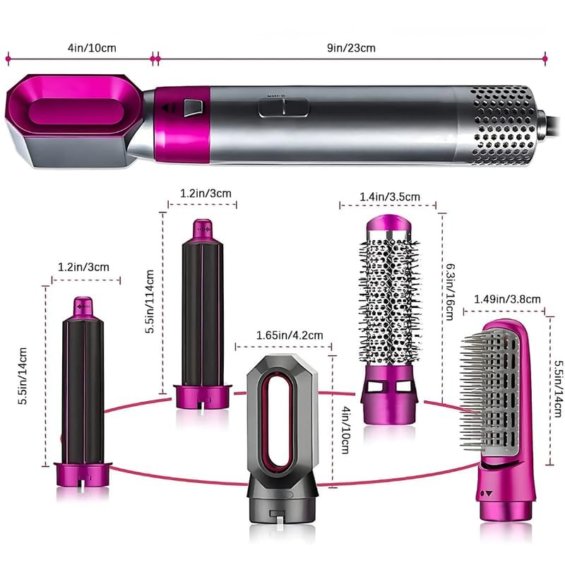Image of Techking (๐๐ ๐๐๐๐๐ ๐๐๐๐๐๐๐๐) 5 in 1 Hot Air Styler Hair Dryer Comb Multifunctional Styling Tool for Curly Hair machine for Straightening Curling Drying Combing Scalp Massager For Women