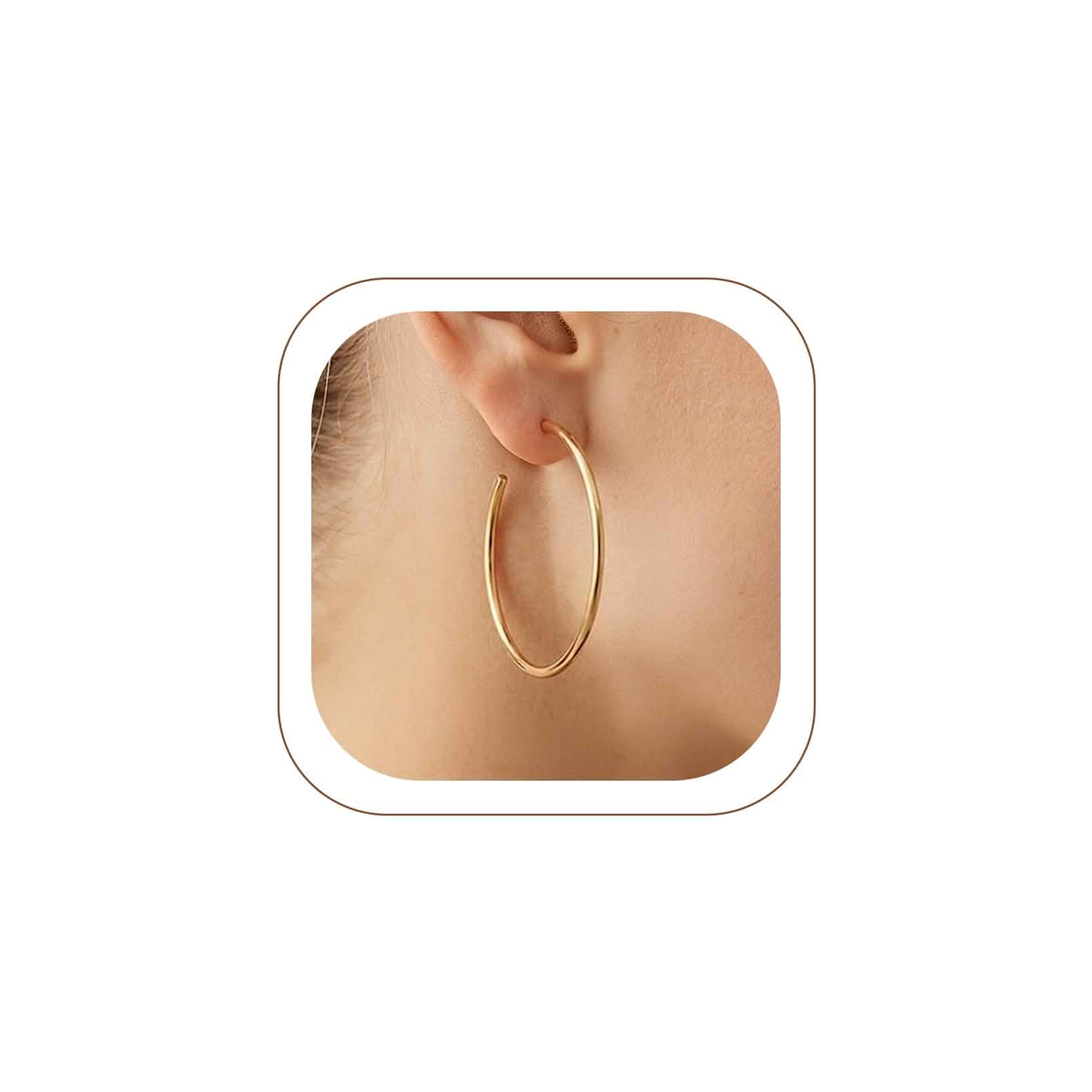 FindChic Gold/Silver/Black/Rose Gold Open Hoop Earrings for Women 15-100MM Classic Lightweight Round Loop Stainless Steel Hypoallergenic Minimalist Jewelry Gift for Her Birthday Mother Oversized