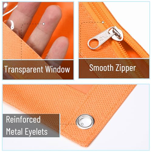 Image of Mr. Pen- Pencil Pouch for 3 Ring Binder, 2 Pack, 10 inchx6.75 inch, Smooth Zipper, Clear Window, Large Capacity Pencil Case with 3 Reinforced Grommets for School, Office, Supplies Storage