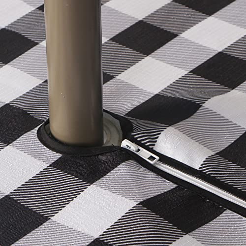 Image of EHouseHome Outdoor Indoor 60x84 inch Rectangle Tablecloth with Umbrella Hole and Zipper, Waterproof Zippered Patio Table Cloths, Spring /Summer Table Covers for Backyard Circular Table /BBQs /Picnic