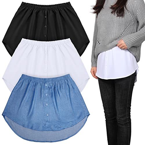 Geyoga Shirt Extender for Women 3 Pcs Adjustable Fake Layering Leggings Top Lower Sweep Shirt Undershirt Skirt