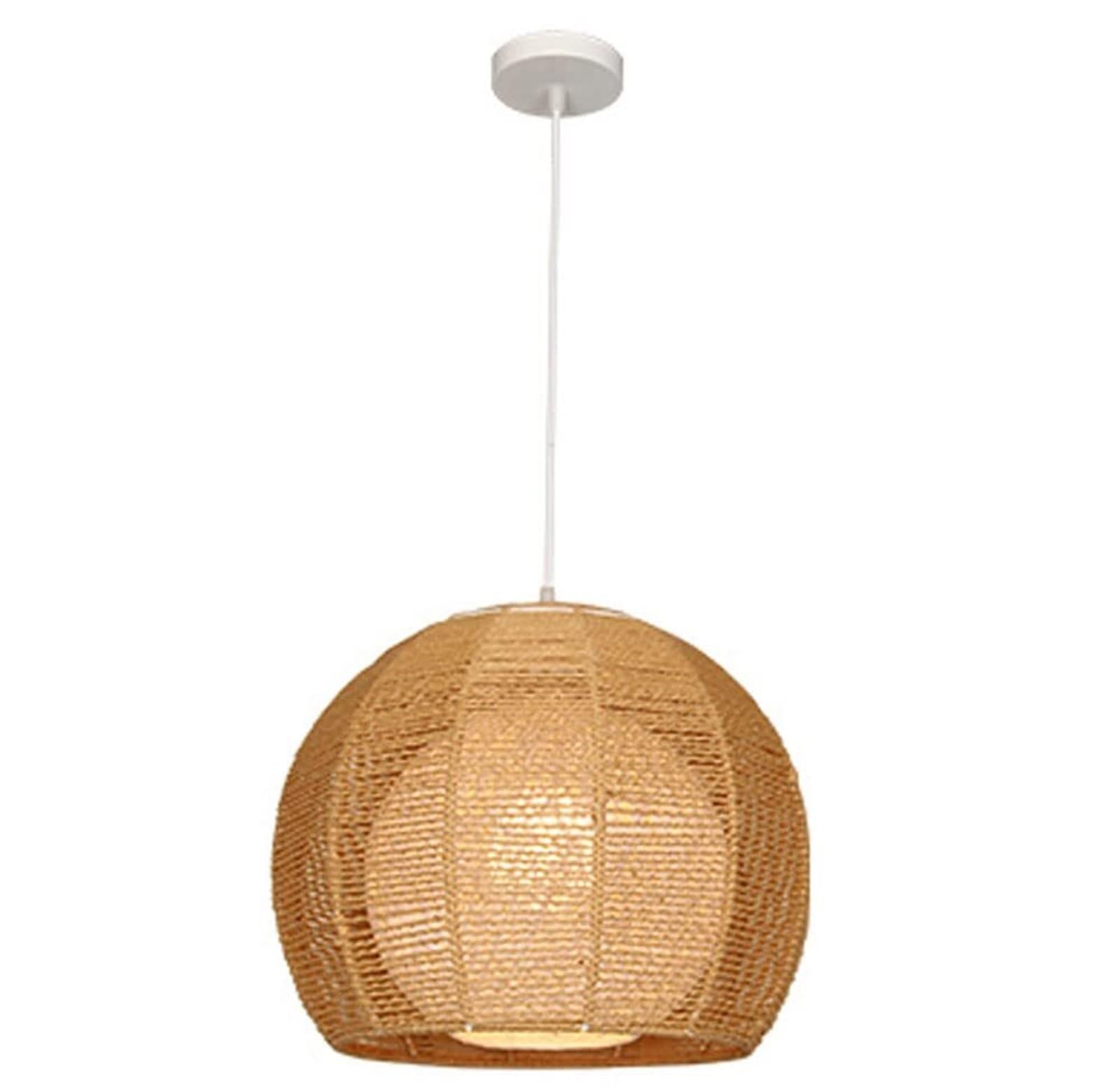 KHUKHU Hand Woven Linear Chandelier,Rattan Twine Pendant Lamp,Twine Rattan Pendant Light,E27 Hanging Light Shade with Adjustable,for Kitchen Island Villa Bedroom Corridor Light