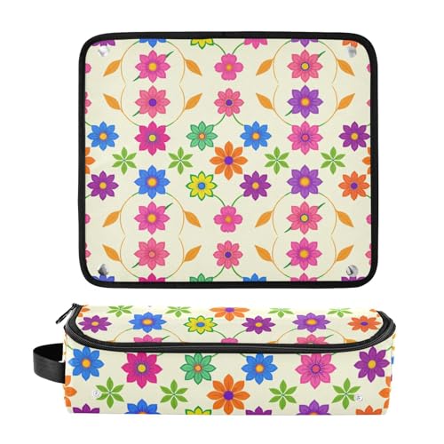 Bolsa de viaje para herramientas de cabello con base resistente al calor, impermeable, con diseño colorido mexicano Talavera floral miniatura 3