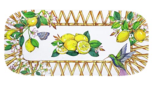 Les Jardins de la Comtesse - Petit Plateau rectangulaire en Mélamine - Citrons jaunes - Gateaux/Cake - Plat Long de Présentation - Capri - Collection...
